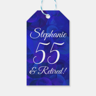 Elegant Royal Blue 55 and Retired Retirement Gift Tags