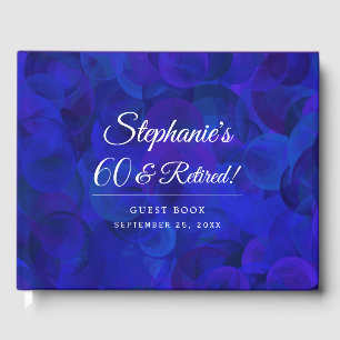 Elegant Royal Blue 60 and Retired Birthday Party Guest Book