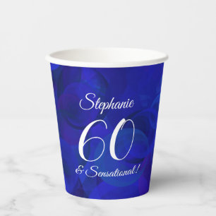 Elegant Royal Blue 60 and Sensational Birthday Paper Cups