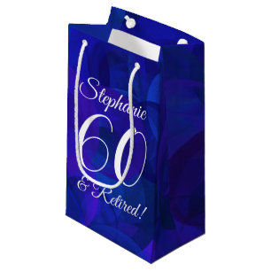 Elegant Royal Blue 60 & Retired Retirement Party Small Gift Bag