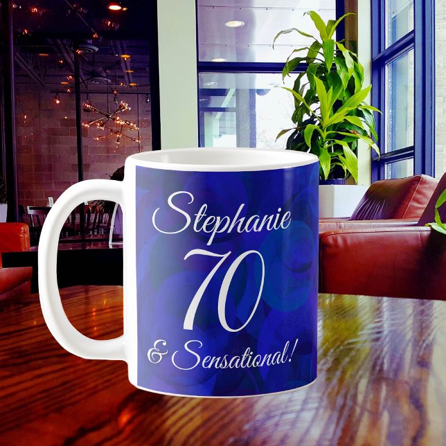 Elegant Royal Blue 70 and Sensational Birthday Coffee Mug (Creator Uploaded)