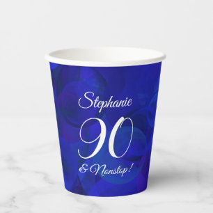 Elegant Royal Blue 90 and Nonstop Birthday Party Paper Cups