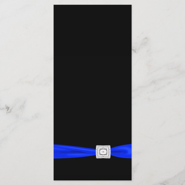 Elegant Royal Blue and Black Wedding Program Programme (Front)