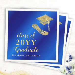 Elegant Royal Blue and Gold 2024 Graduation Napkin
