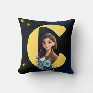 Elegant Royal Blue and Gold Colour Birthday Gift Cushion