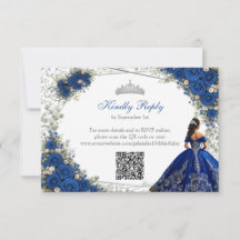 Elegant Royal Blue and Silver Roses Quinceañera