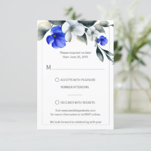 Elegant Royal Blue and White Floral RSVP