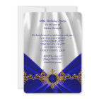 Elegant Royal Blue Birthday Gold Jewel White Silk
