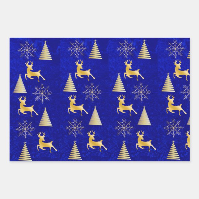 Elegant Royal Blue Christmas Wrapping  Paper Sheet (Front)
