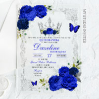 Elegant Royal Blue Crown Quinceanera