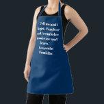 Elegant royal blue custom name text phrase quote  apron<br><div class="desc">Elegant royal blue and white custom name text phrase quote Apron.

Great for cooks,  chefs,  pottery,  ceramics,  crafts,  work,  kitchen,  baking,  bbq,  grill,  and also businesses and stores,  etc</div>