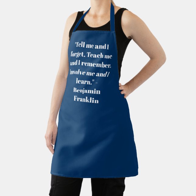 Elegant royal blue custom name text phrase quote  apron (Insitu)