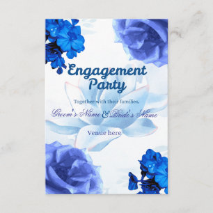 Elegant Royal Blue Floral Engagement Party  Invitation