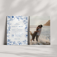 Elegant Royal Blue Floral Garden Wedding Photo