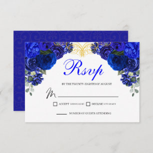 Elegant Royal Blue Floral RSVP Enclosure Card