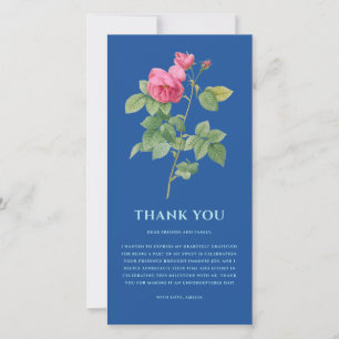 Elegant Royal Blue Floral Thank You Card