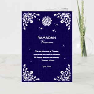 Elegant Royal Blue Foil Ramadan Kareem Card
