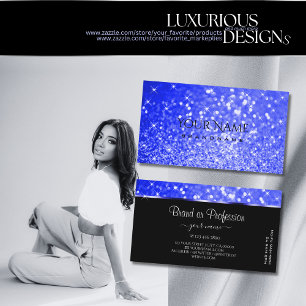 Elegant Royal Blue Glitter Luminous Sparkle Stars Business Card