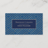 Elegant Royal Blue Gold Abstract Geometric