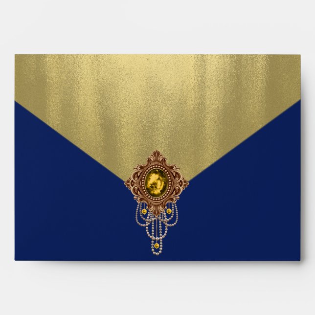 Elegant Royal Blue Gold Envelope (Front)