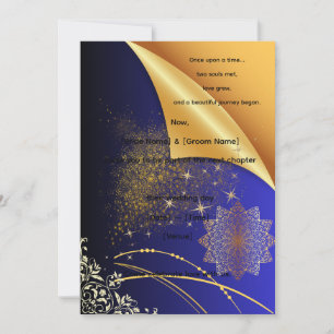Elegant Royal blue & Gold IndianWedding Invitation