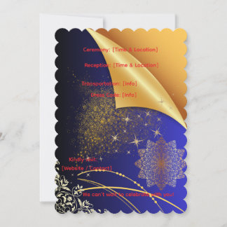 Elegant Royal blue & Gold IndianWedding Invitation