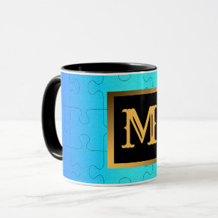 Elegant Royal Blue Metal Monogrammed Mug