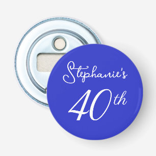 Elegant Royal Blue Monogram 40th Birthday Party Bottle Opener