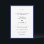 Elegant Royal Blue Monogram Modern Wedding Invitation<br><div class="desc">Modern wedding invitations featuring a clean design with serif and script fonts.</div>