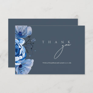 Elegant Royal Blue Opulence Floral Roses Wedding Thank You Card