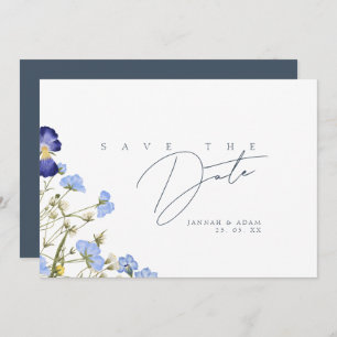 Elegant Royal Blue Opulence Wildflowers Wedding Save The Date