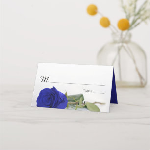 Elegant Royal Blue or Cobalt Rose Wedding Write-In Place Card