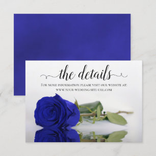 Elegant Royal Blue Rose Wedding Details Website Enclosure Card