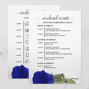 Elegant Royal Blue Rose Wedding Events & Timeline Programme