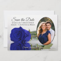 Elegant Royal Blue Rose with Oval Photo Wedding