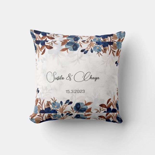 elegant Royal Blue Rustic  modern savethedate.  Cushion (Front)