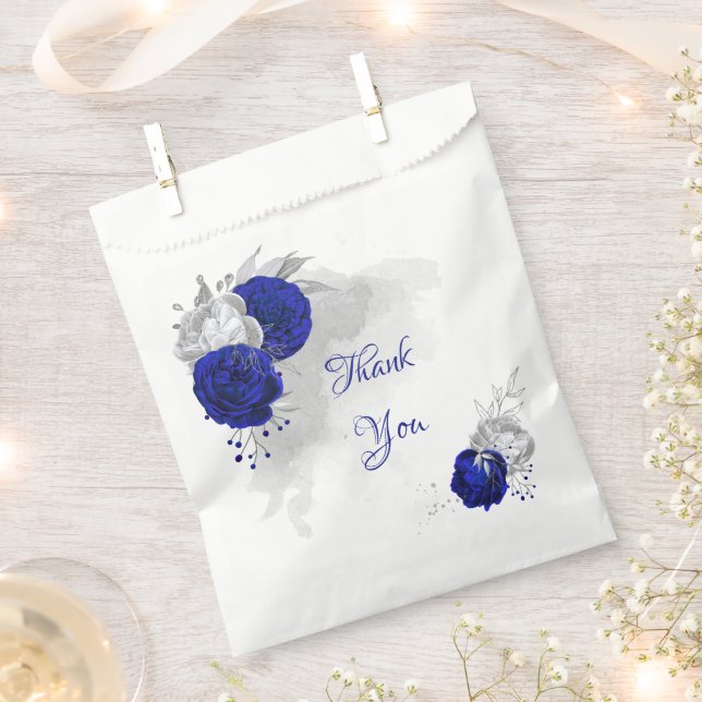 elegant royal blue silver flowers wedding favour b bags (Clipped)
