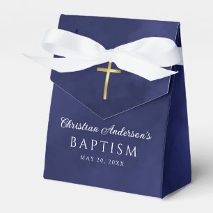 Elegant Royal Blue Watercolor Baptism Boy Favour Box
