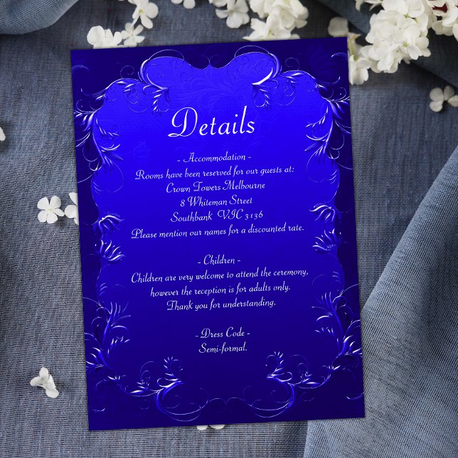 Elegant Royal Blue Wedding Details Enclosure Card (Creator Uploaded)