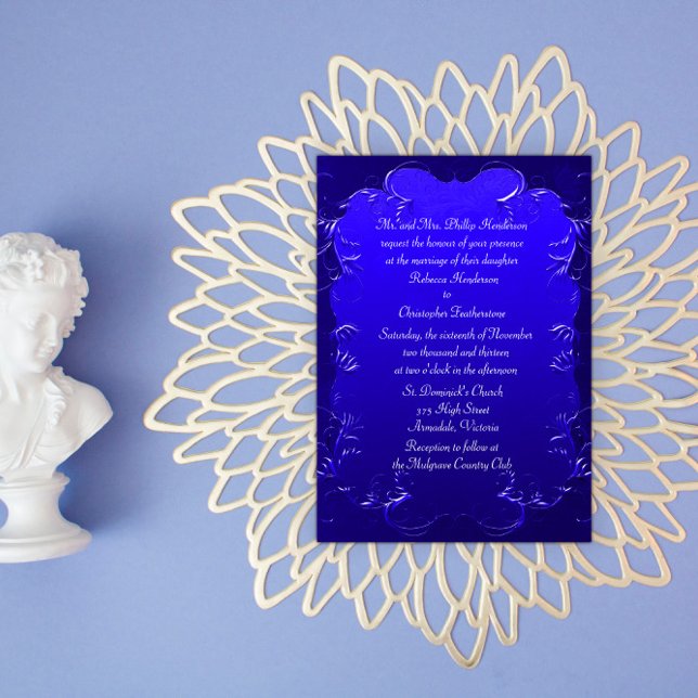 Elegant Royal Blue Wedding Invitation (Creator Uploaded)