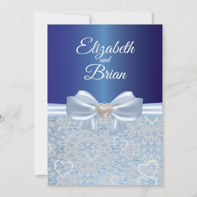 Elegant royal blue wedding Invitation (Front)