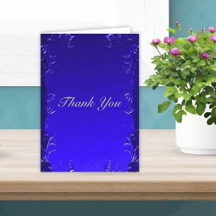 Elegant Royal Blue Wedding  Thank You Card