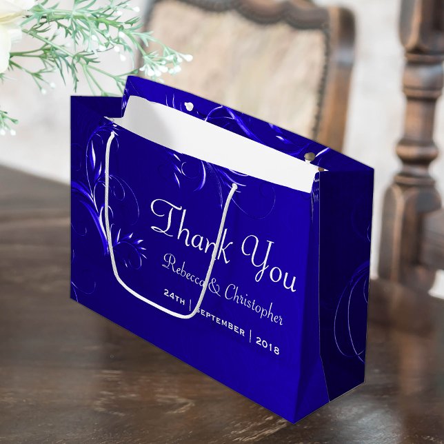 Elegant Royal Blue Wedding Thank You Large Gift Bag (Creator Uploaded)