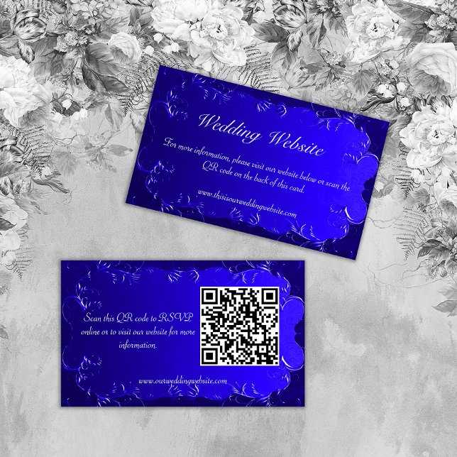 Elegant Royal Blue Wedding Website  Enclosure Card (Creator Uploaded)