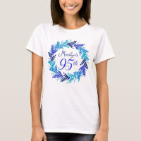 Elegant Royal Blue Wreath Monogram 95th Birthday