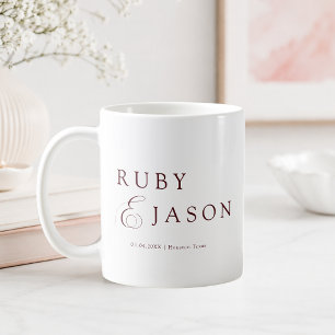 Elegant Royal Burgundy Script Wedding Coffee Mug