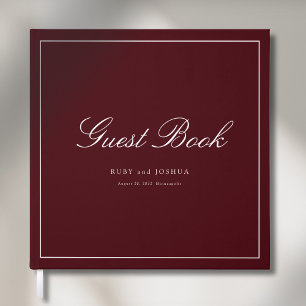 Elegant Royal Burgundy Scripted Font Wedding Guest Book