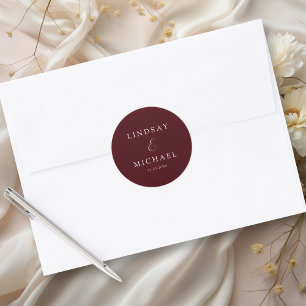 Elegant Royal Burgundy Wedding Classic Round Sticker