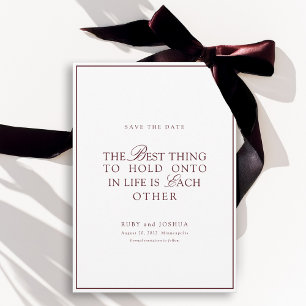 Elegant Royal Burgundy & White Wedding Save The Date