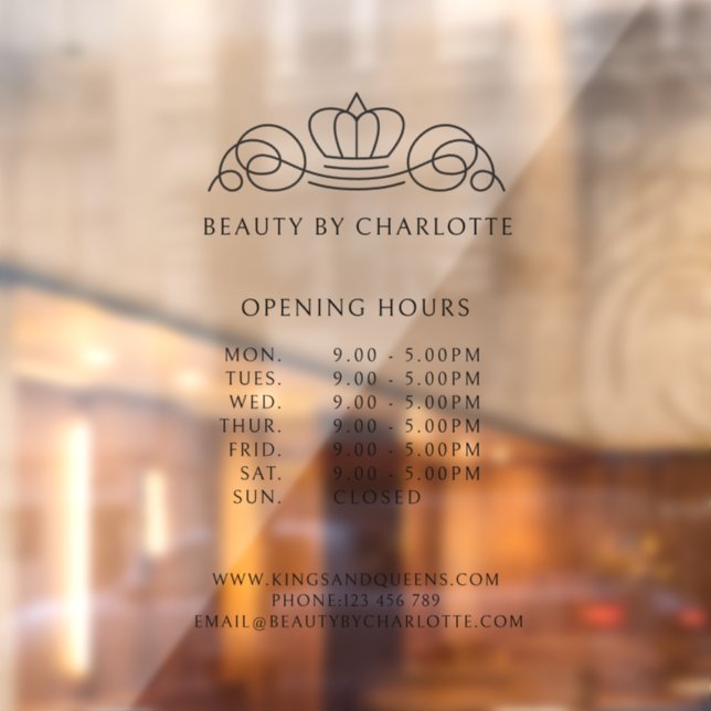Elegant, Royal, Business Pricelist & Opening Hours (Sheet 2)